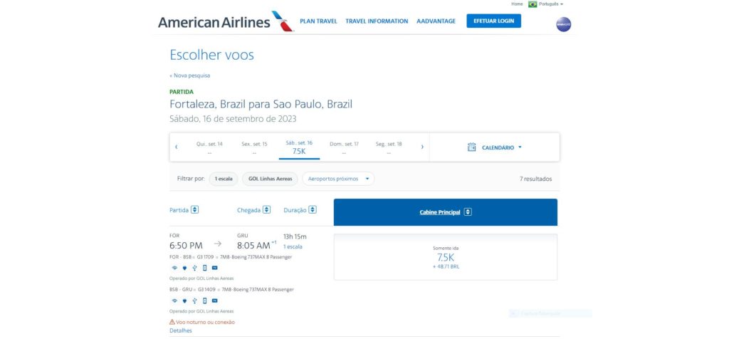 Resumo de passagem american airlines